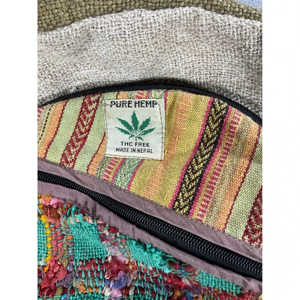 Pure Hemp Patchwork Backpack Made in Nepal Boho Hippie Multi Color Laptop Bag